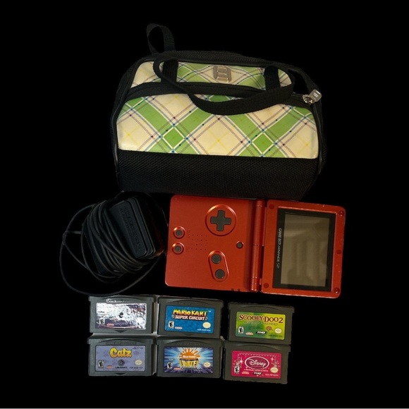 Other - Nintendo Game Boy Advance SP in Flame Red with 6 games and case